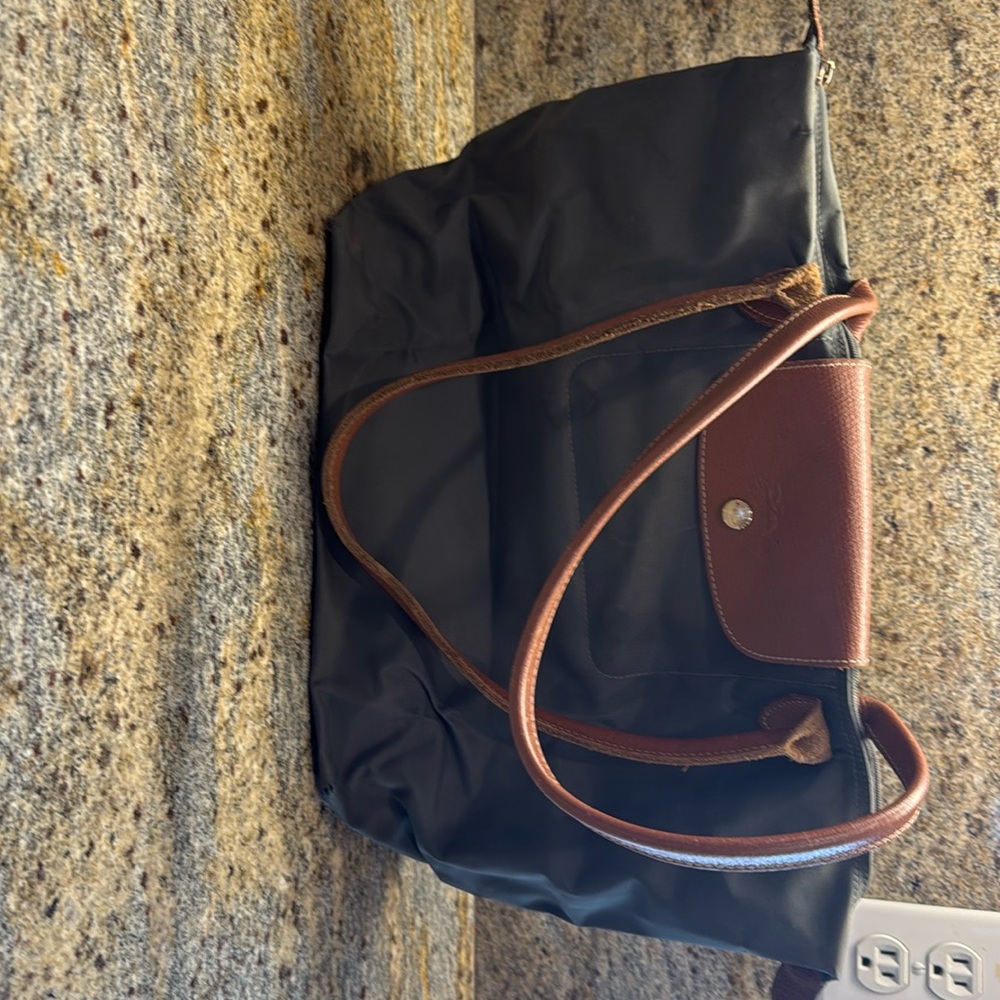 Longchamp gray large pillage nylon bag